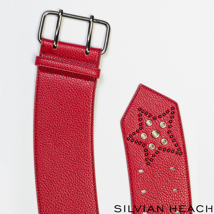 【SILVIAN HEACH】魔法陣寬版皮帶-紅色