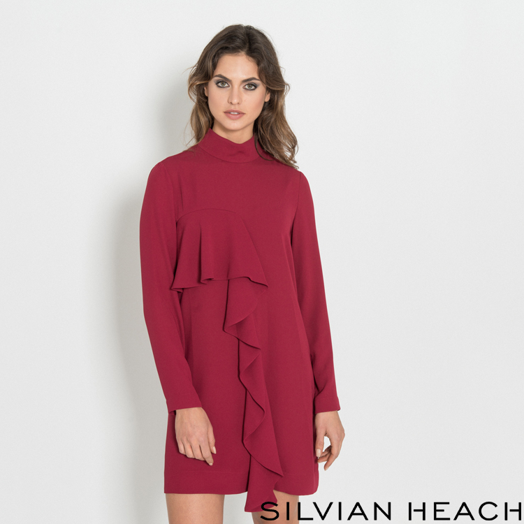 【SILVIAN HEACH】荷葉飾長袖短洋裝