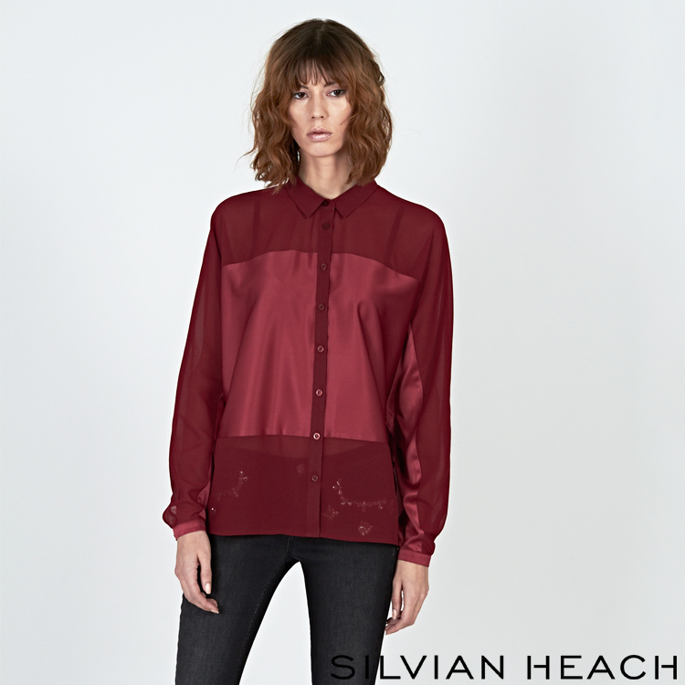 【SILVIAN HEACH】雙材質拼接襯長袖襯衫