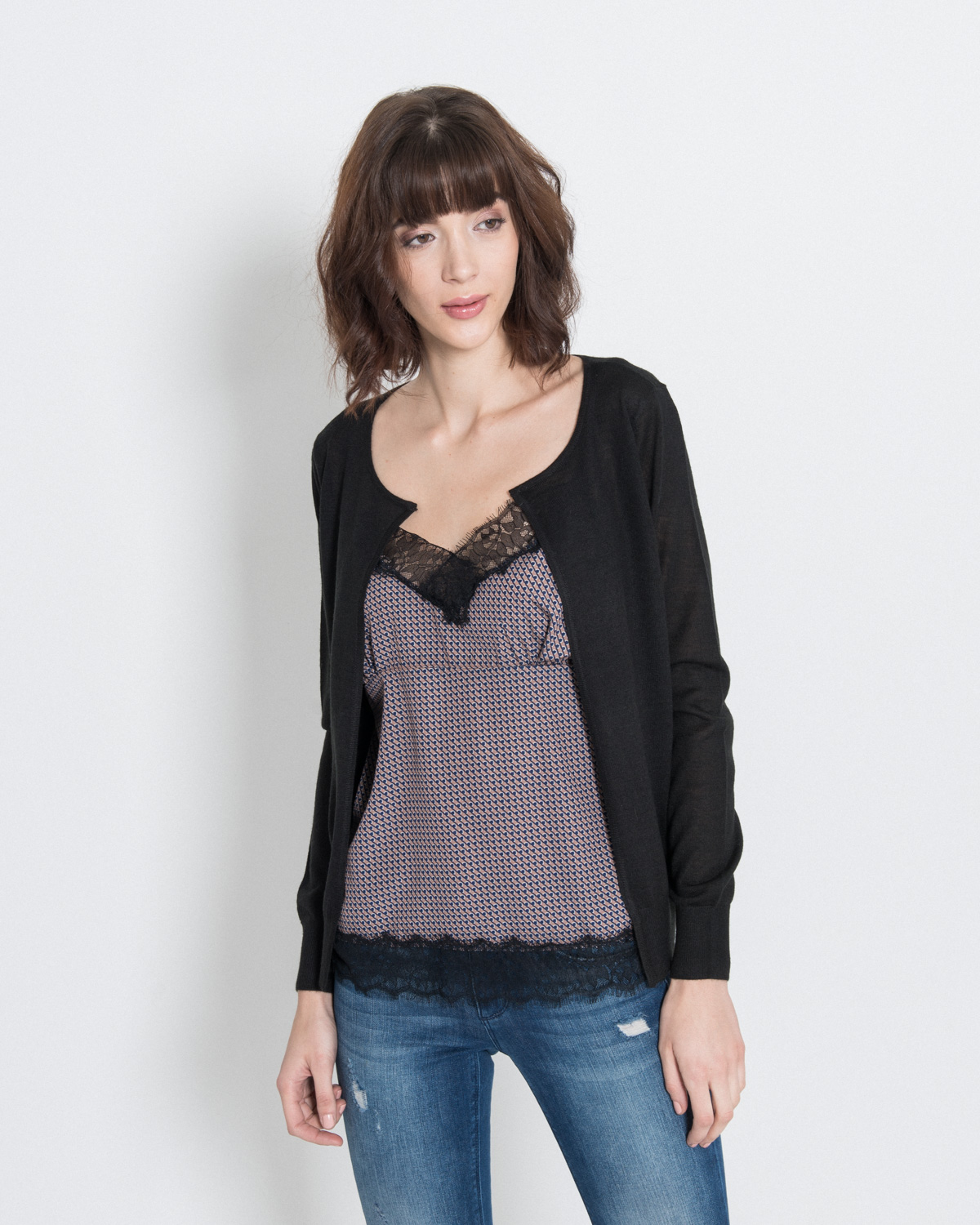 【SILVIAN HEACH】兩件式馬賽克細肩上衣和針織外套