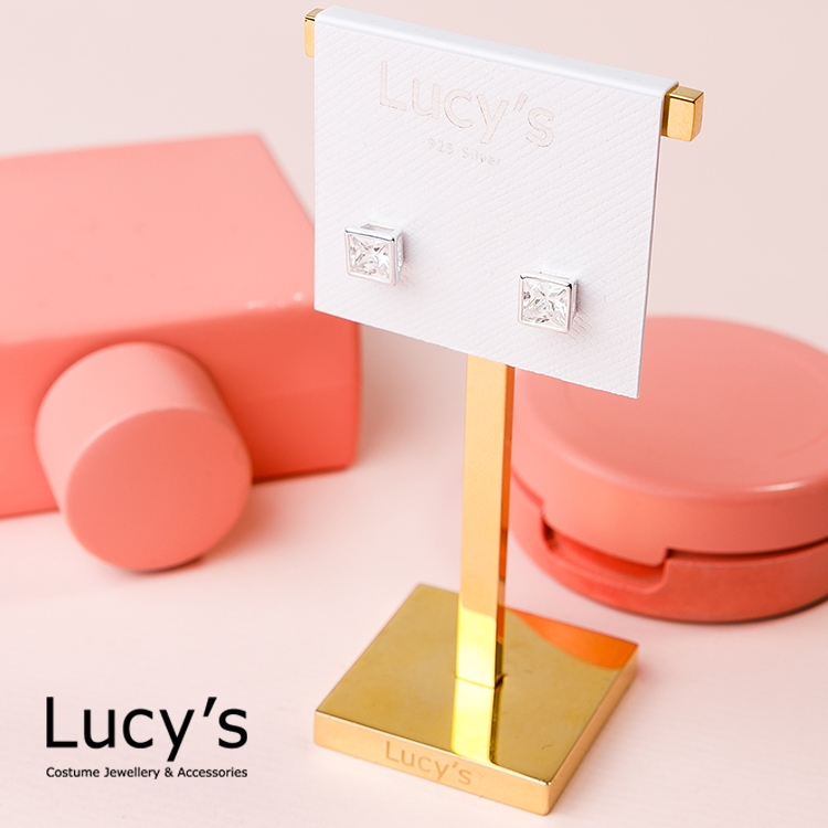 925純銀 低調閃耀方塊耳環 - 0.6cm (23205)