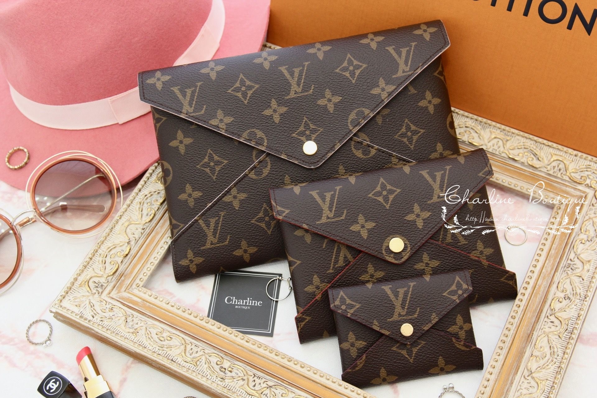 Louis Vuitton Pochette Kirigami 咖啡色經典三件組信封手拿包