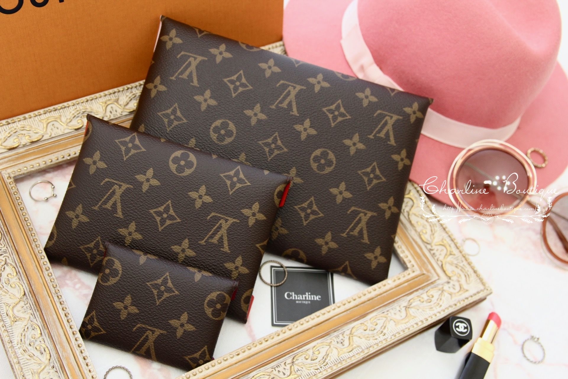 Louis Vuitton Pochette Kirigami 咖啡色經典三件組信封手拿包