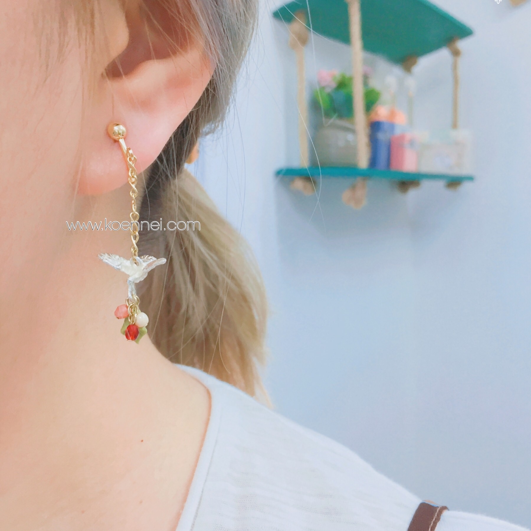 Palnart Poc 白鴿&果實耳環 (防敏感)