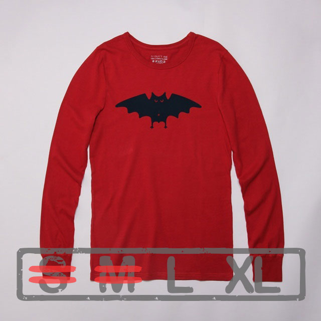 好蝠氣 長袖 蜜桃棉 男T 酒紅