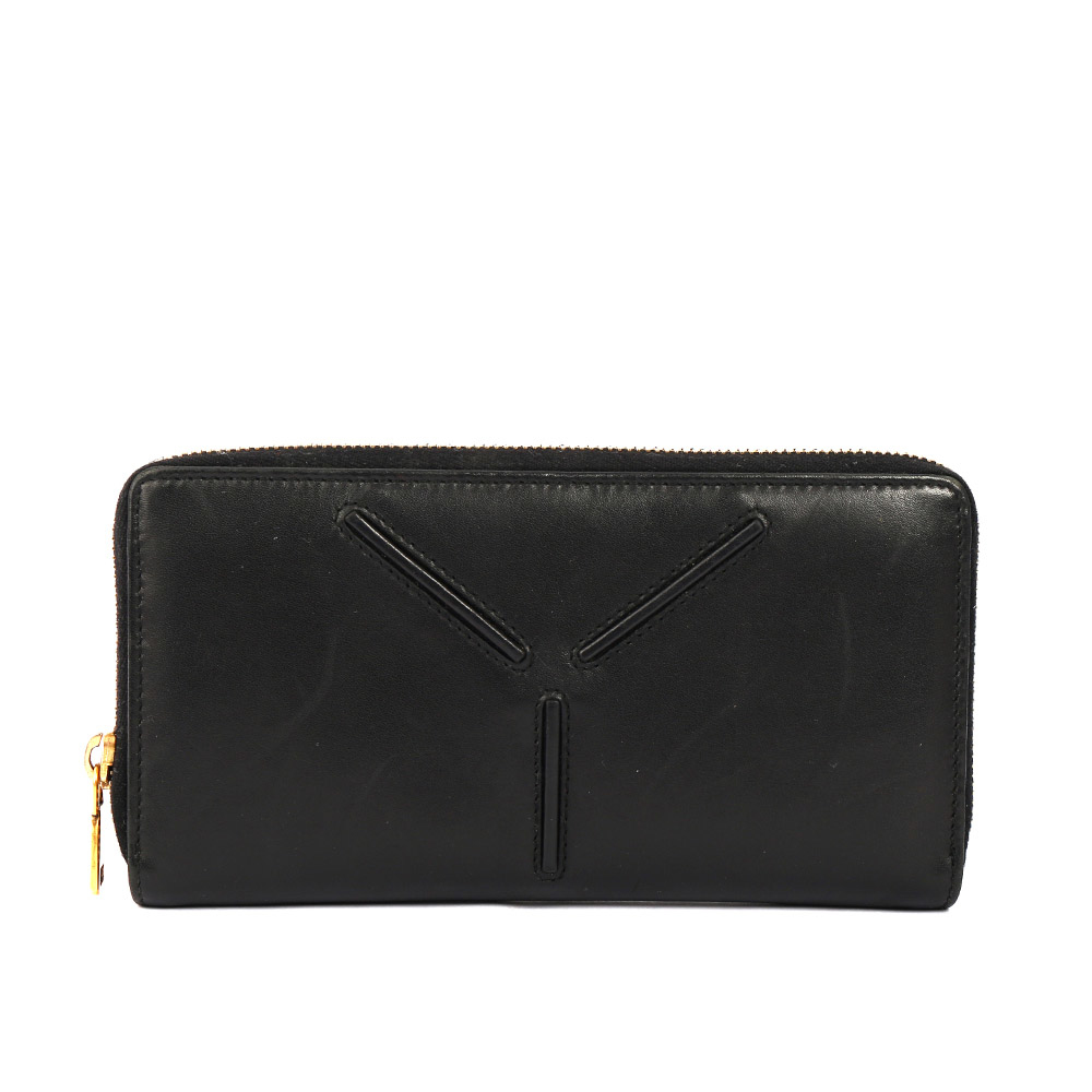 【YSL】小牛皮Y字拉鍊長夾(黑色)  YS21000004
