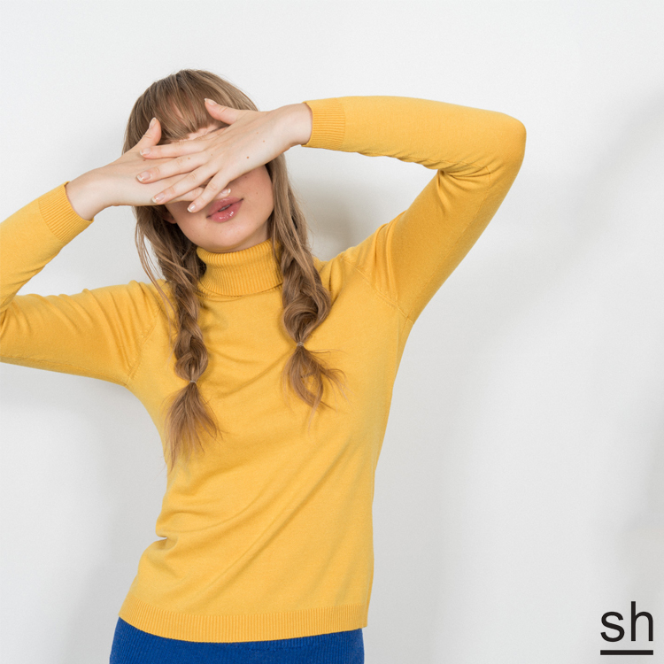 【SH】素色高領長袖針織上衣