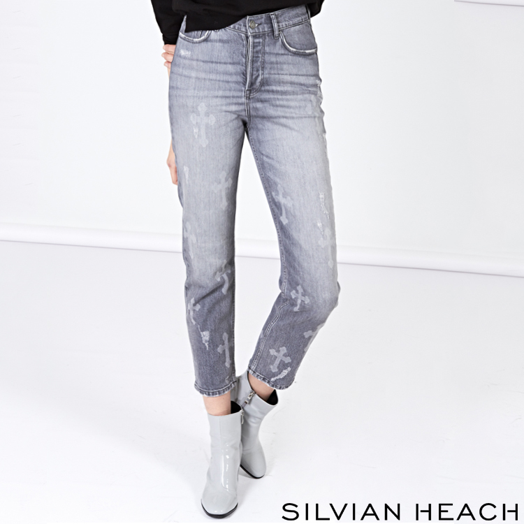 【SILVIAN EHACH】十字架直筒八分牛仔褲