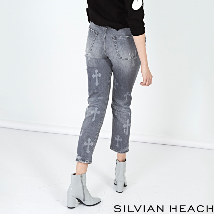 【SILVIAN EHACH】十字架直筒八分牛仔褲