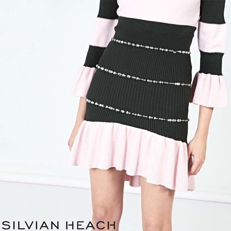 【SILVIAN EHACH】撞色針織短裙