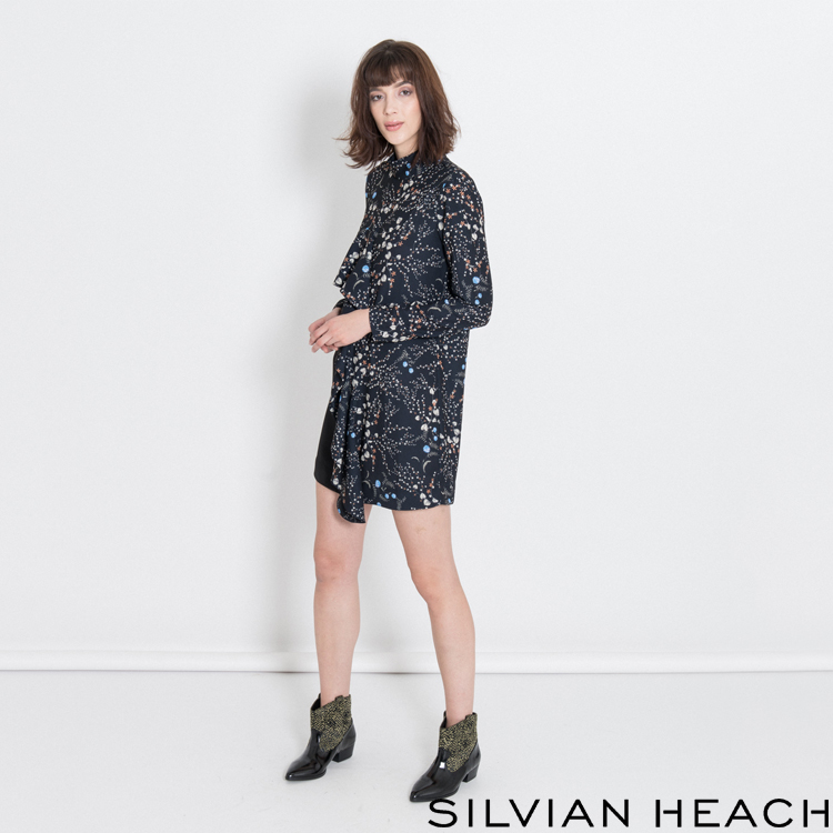 【SILVIAN EHACH】花版荷葉飾短洋裝