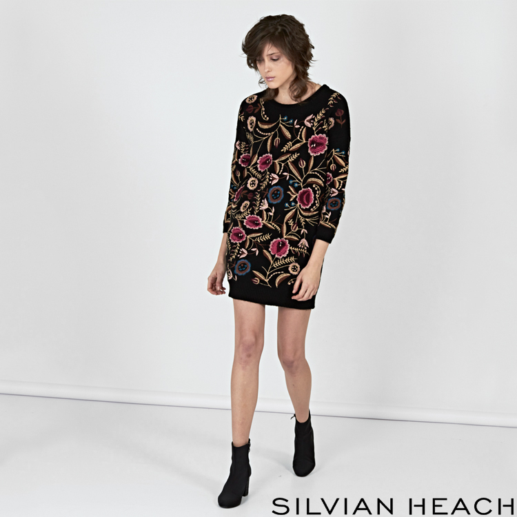 【SILVIAN EHACH】刺繡八分袖短洋裝