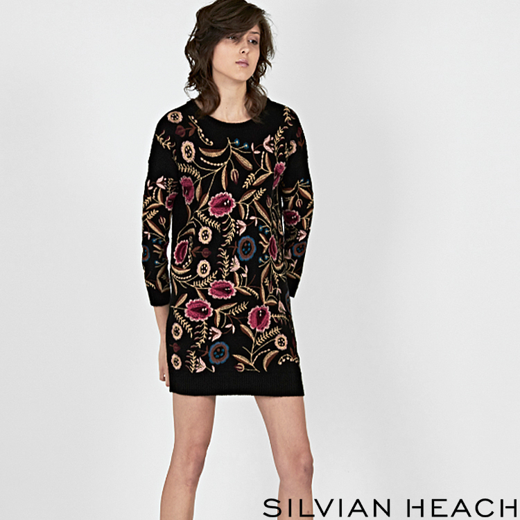 【SILVIAN EHACH】刺繡八分袖短洋裝