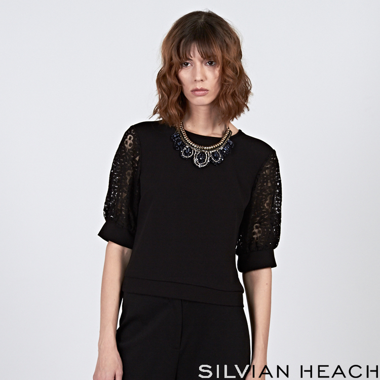 【SILVIAN EHACH】兩件式五分袖上衣和鑽飾項鍊