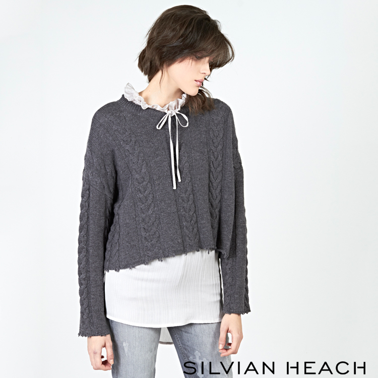 【SILVIAN EHACH】兩件式麻花長袖針織衫內搭襯衫