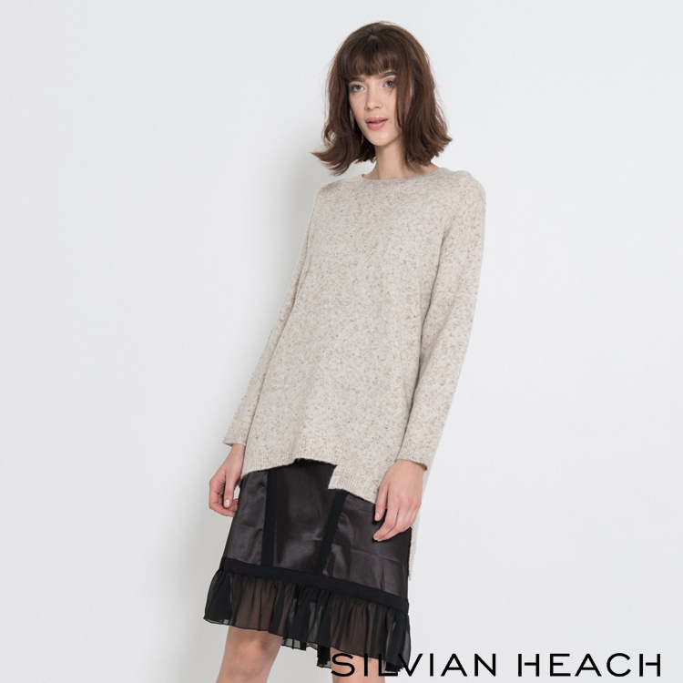 【SILVIAN EHACH】兩件式不規則下擺針織上衣內搭及膝洋裝