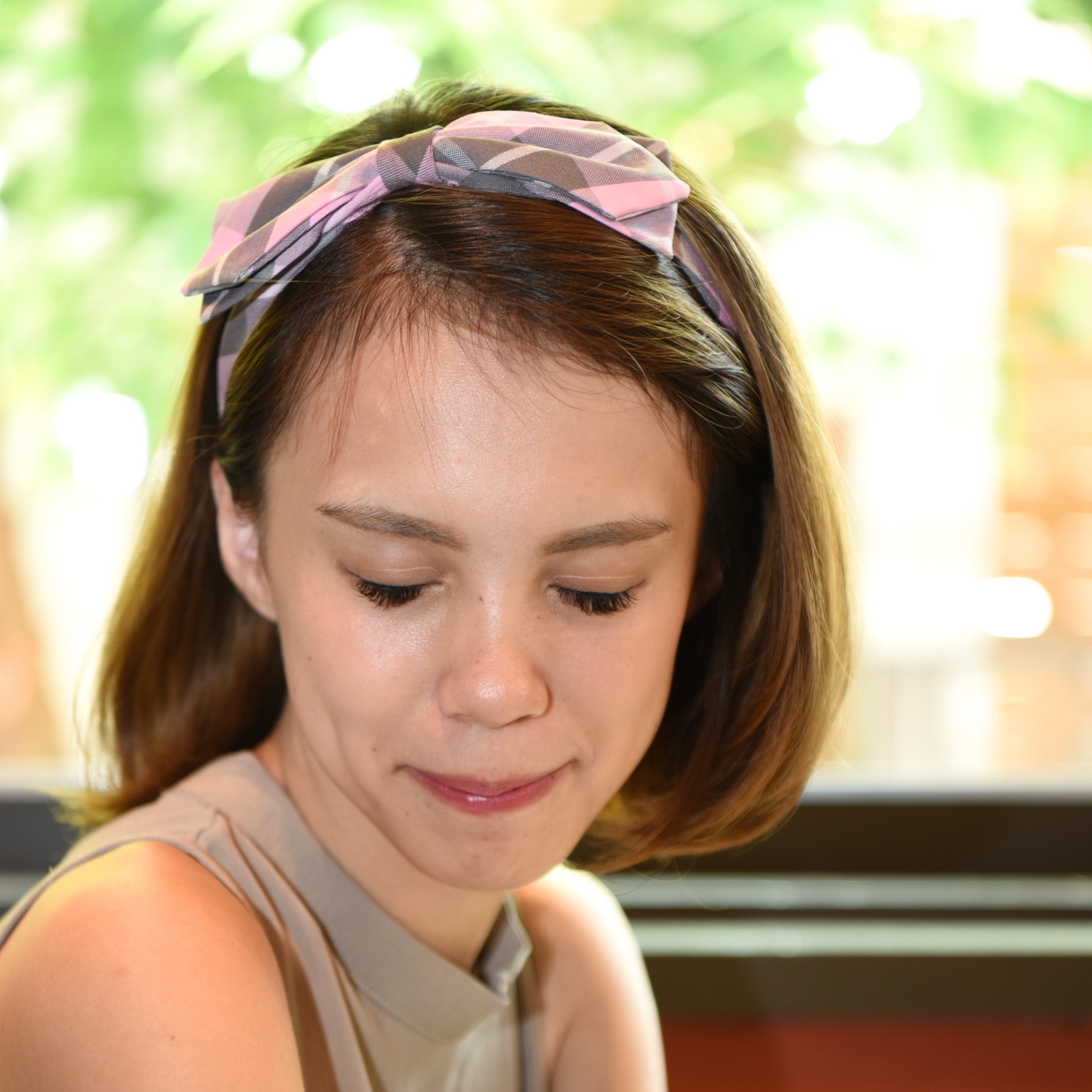 ZAZAZOO - 格仔紋 蝴蝶結頭箍