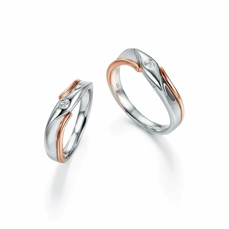 18K白金/玫瑰金鑽石結婚戒指
