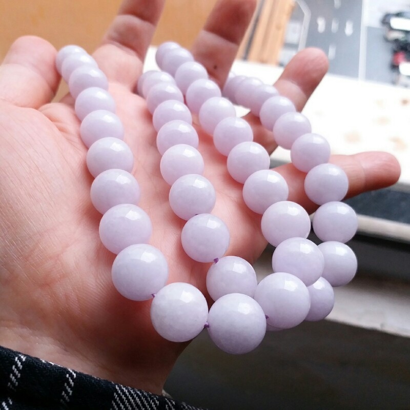 JP853 冰糯紫羅蘭翡翠項鍊 (12.84mm直徑)