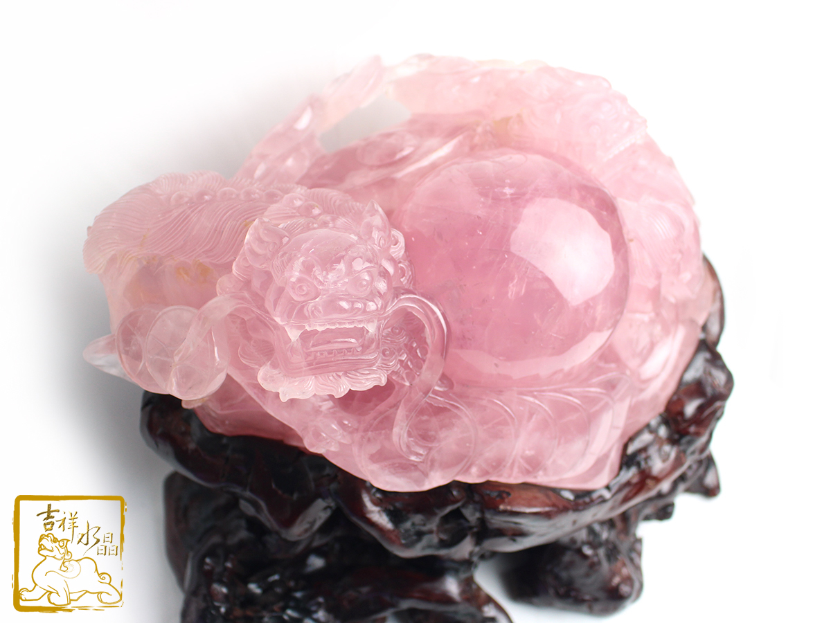 粉水晶雙貔貅擺件 14.44kg 招人緣招財