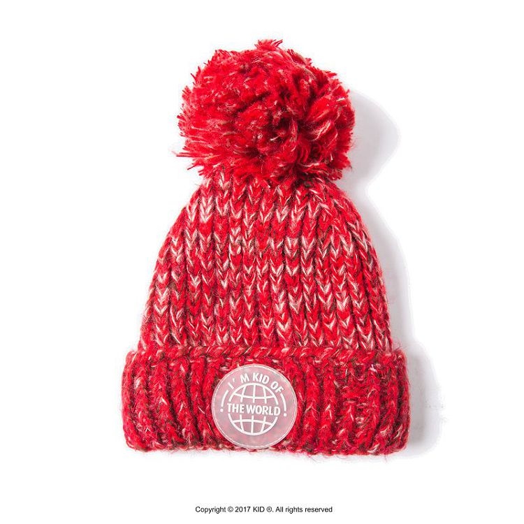 KID ® 球球混紡針織毛線帽 紅