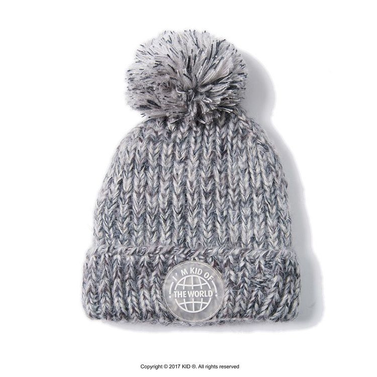 KID ® 球球混紡針織毛線帽 灰