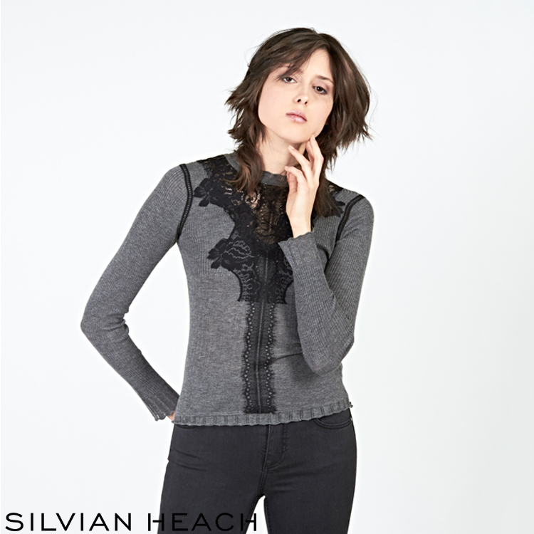 【SILVIAN EHACH】蕾絲拼接針織衫