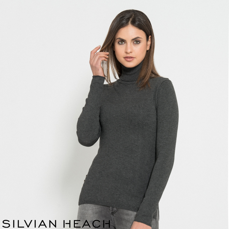 【SILVIAN EHACH】脇邊釦飾長袖針織衫