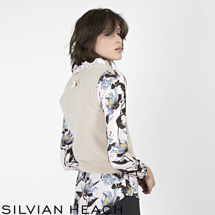 【SILVIAN EHACH】兩件式粉紅花卉上衣和針織背心