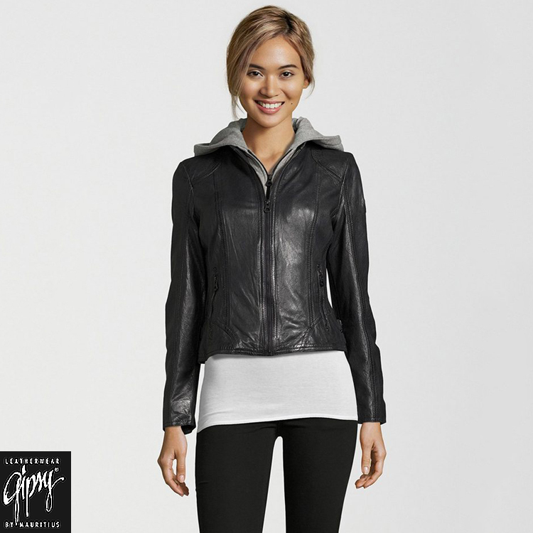 Callie雙拉鍊連帽休閒皮衣