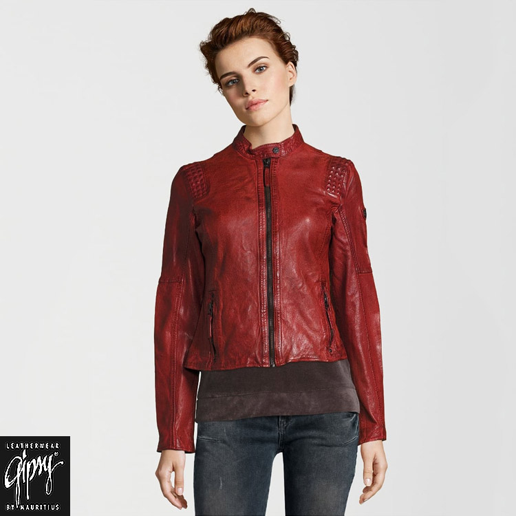 Elyssa肩膀鉚釘搖滾風皮衣