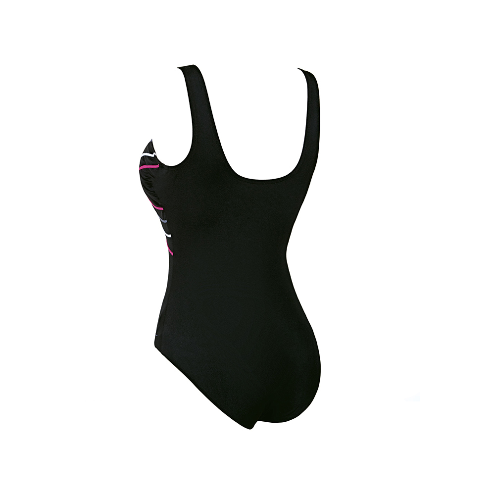 ZOGGS 女性《交叉黑斜紋》俐落簡約連身泳衣