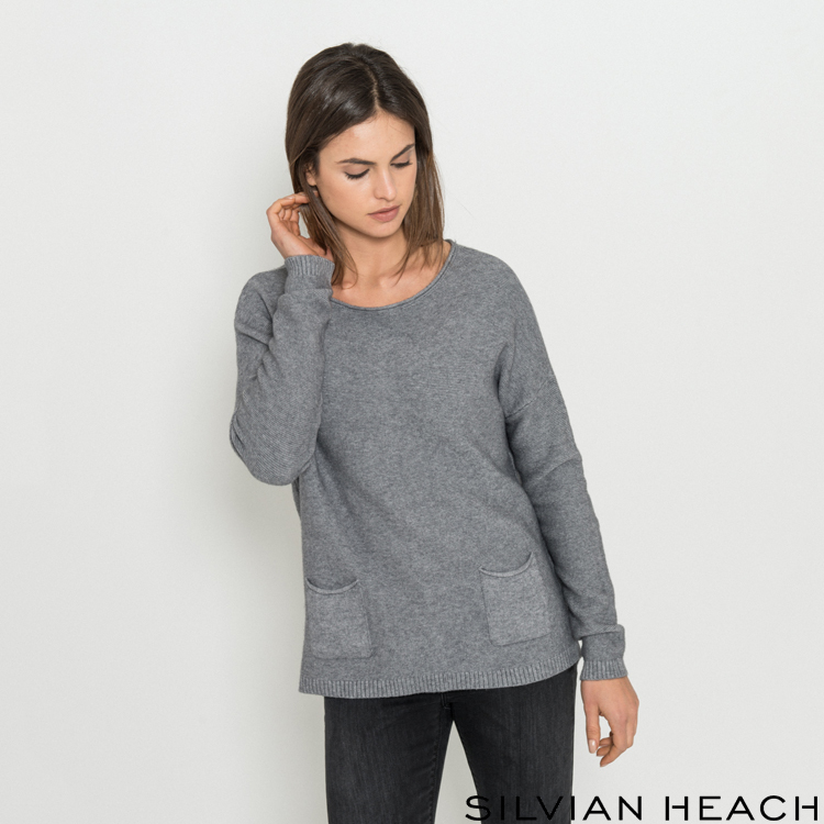 【SILVIAN EHACH】橫紋雙口袋長袖長版針織衫
