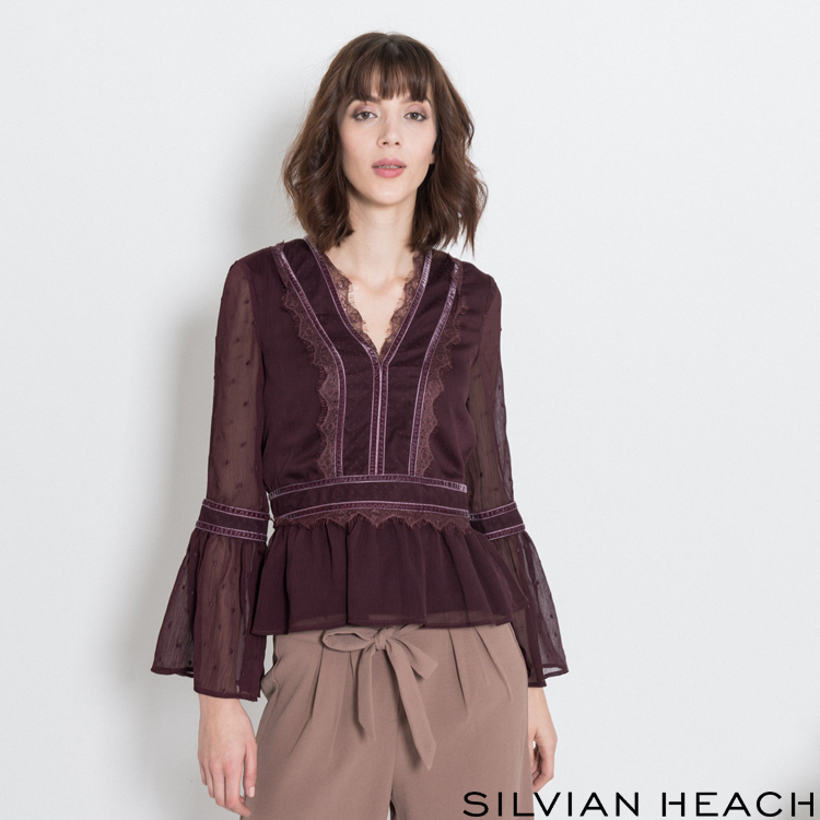 【SILVIAN EHACH】喇叭袖蕾絲上衣