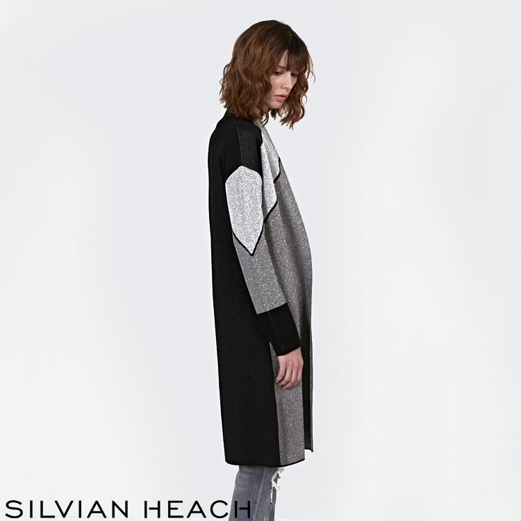 【SILVIAN EHACH】灰色幾何針織長外套