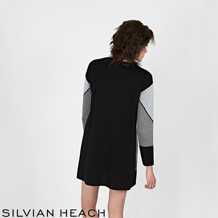 【SILVIAN EHACH】灰色幾何長袖短洋裝