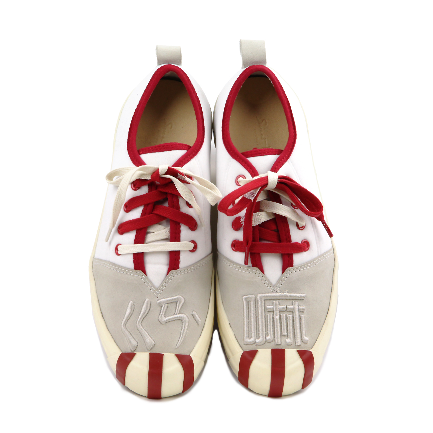 Gan Ma M1177 WhiteRed Leather Sneakers