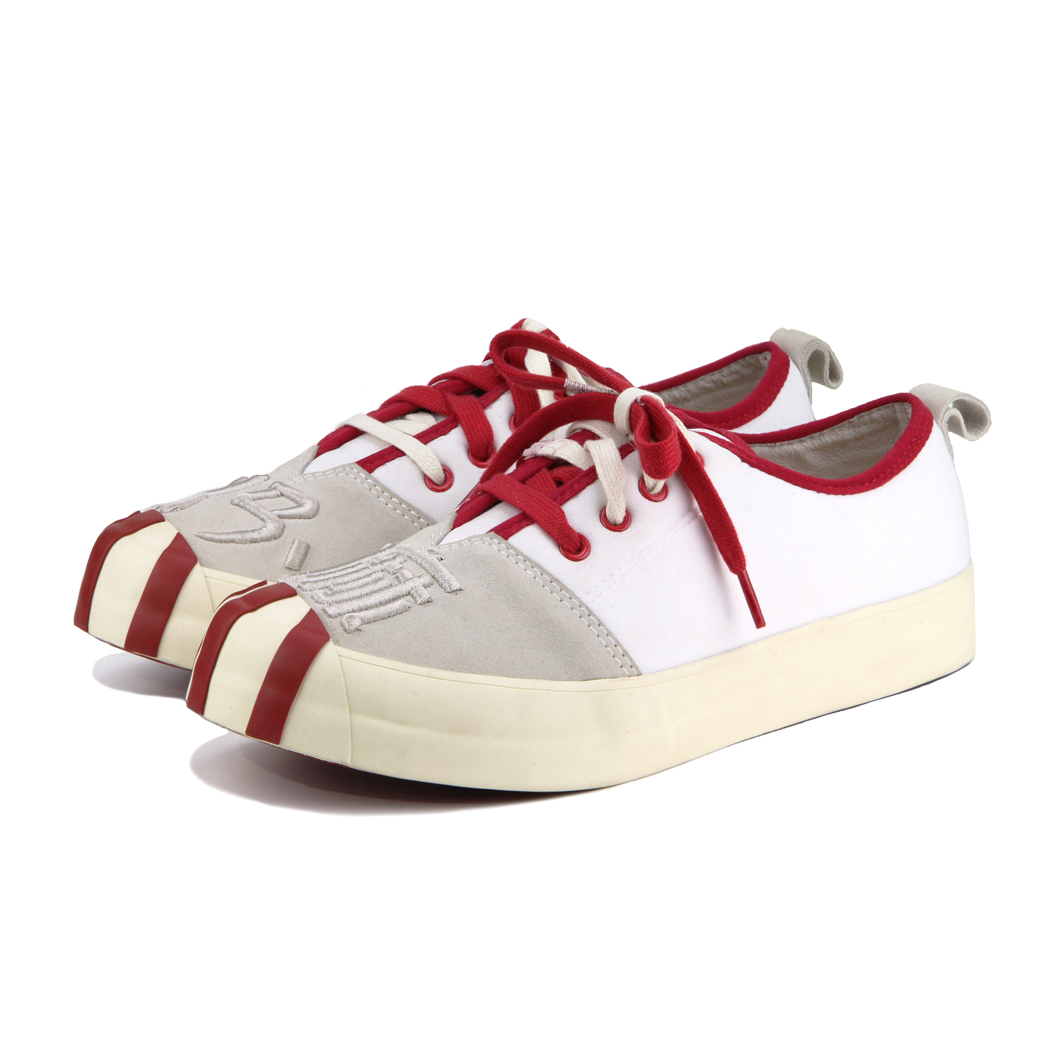 Gan Ma M1177 WhiteRed Leather Sneakers