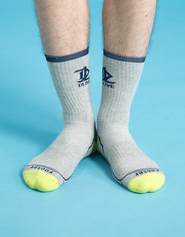 DLIVE X Footer - 聯名機能運動長襪 (灰底/丈青/螢光綠 G-17)