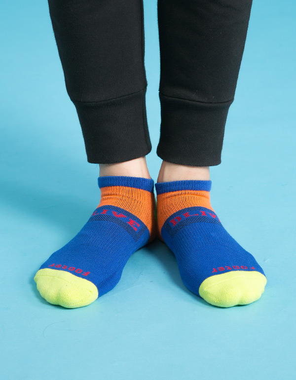 DLIVE X Footer - 聯名機能運動短襪 (藍底/螢光綠/橘 G-20)