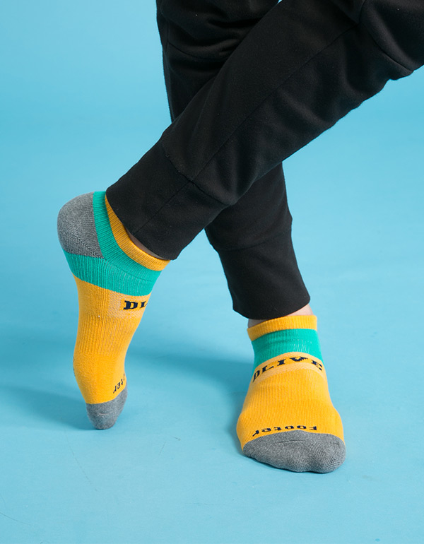 DLIVE X Footer - 聯名機能運動短襪 (黃底/灰/Tiffiny藍 G-21)