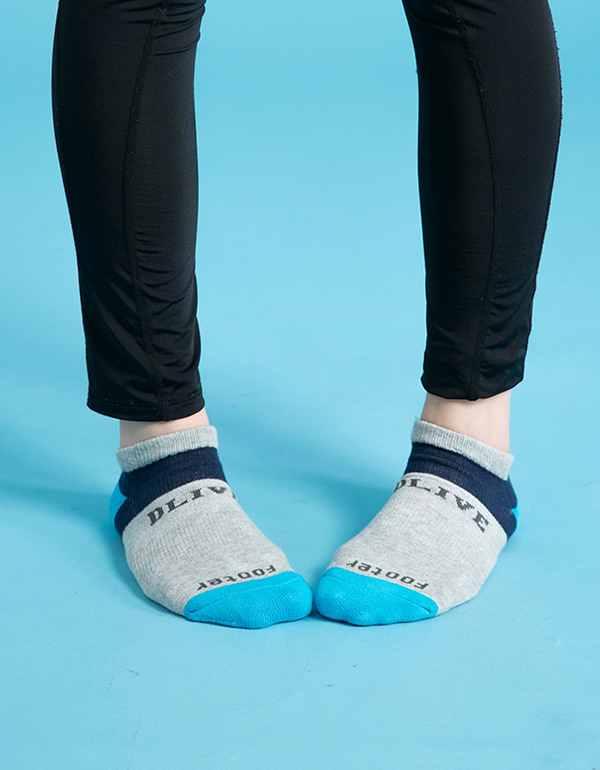 DLIVE X Footer - 聯名機能運動短襪 (灰底/天空藍/丈青 GW-05)