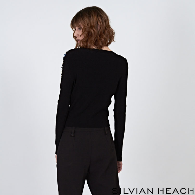 【SILVIAN HEACH】鑽飾條紋長袖針織衫