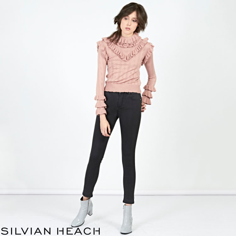 【SILVIAN HEACH】荷葉領飾長袖針織衫