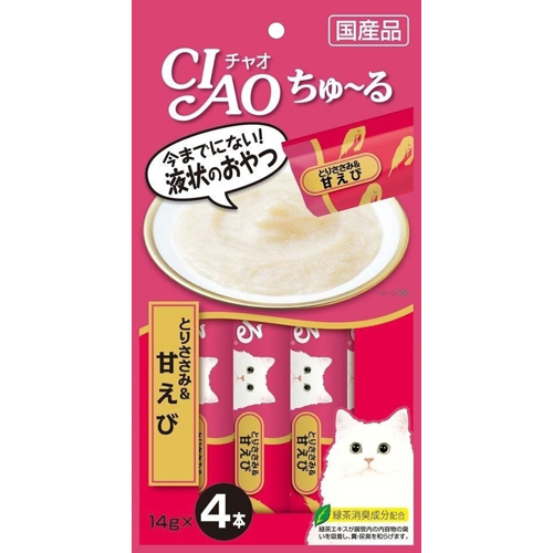 [*任選11件$138*] 日本CIAO 雞肉甜蝦醬貓小食