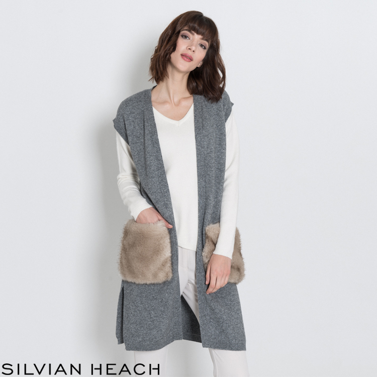 【SILVIAN HEACH】毛毛口袋針織背心