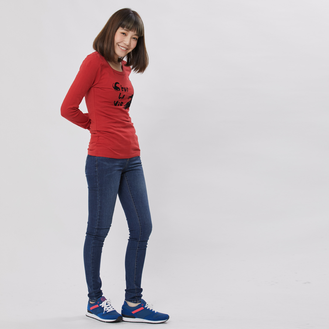 這就是人生 蜜桃棉 女T 酒紅 長袖