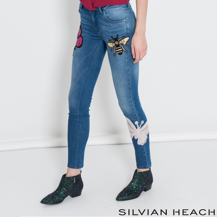【SILVIAN HEACH】蝴蝶拼貼牛仔褲
