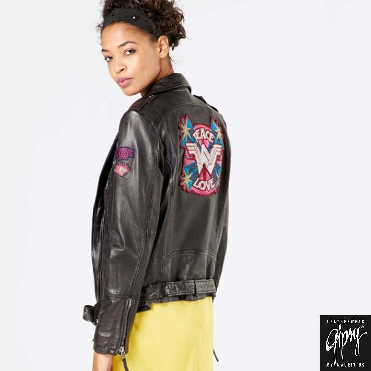 神力女超人聯名款刺繡皮衣