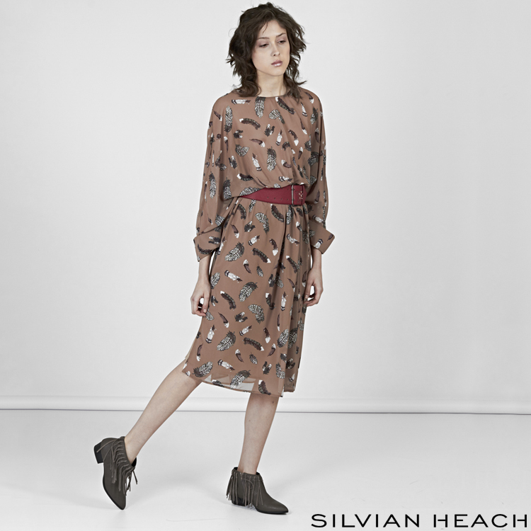【SILVIAN HEACH】羽毛花版及膝洋裝